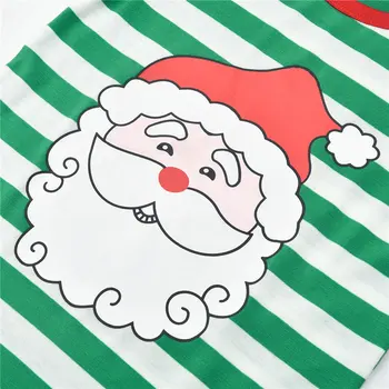 Jul Familie Matchende Pyjamas Sæt Santa Claus Trykt Stribet Langærmet Nattøj Far Mor Børn Xmas Tøj