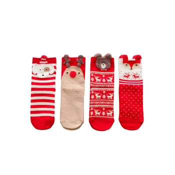 Jul sokker efterår og vinter nye jacquard tegnefilm bomuld women ' s sokker gaveæske fire par af høj kvalitet qute mode varme sokker