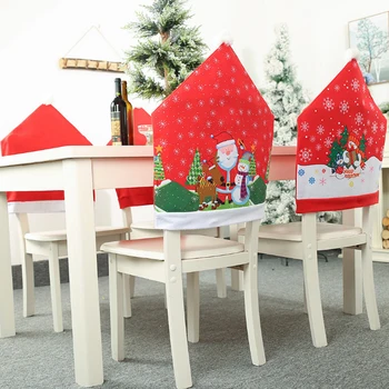 Jul Stol Dække Red Santa Claus, sne mand, spisebord Stol Tilbage Dækker Jul Ferie Fest Dekoration til Hjemmet Jul