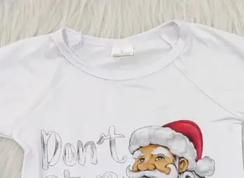 Jule Pige med Lange Ærmer Rød Stribet Flare Pants Mode Sæt Hvid Top Santa Print yll