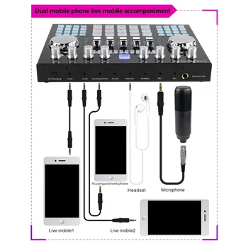 K1 Live lydkort Computer, Telefon Optagelse af Voice Changer HIFI Sound Card Mixer yrelsen Streaming Audio Bluetooth-5.0 Universal