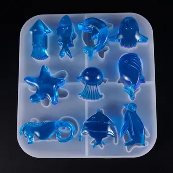 K3ND DIY Smykker Marine Stil Crystal UV-Epoxy Skimmel Kreative Søstjerner Penguin Form Samling Silikone Forme