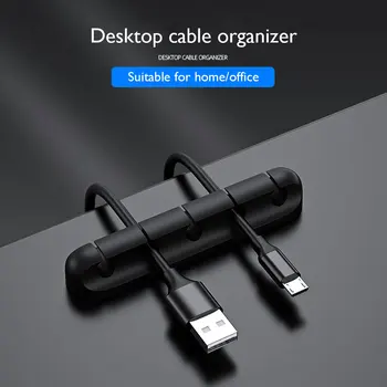 Kabel-Arrangør Silikone USB-Kabel Winder Skrivebordet Ryddeligt Management Klip Kabel Holder til Mus Hovedtelefon Wire Organizer