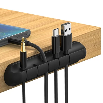 Kabelholder Silikone Kabel-Arrangør USB-Winder Skrivebordet Ryddeligt Management Klip Holder Til Mus, Tastatur, Headset Hovedtelefon
