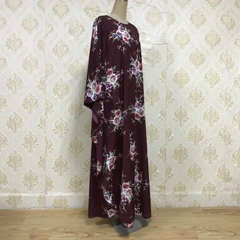 Kalenmos Muslimske Eid Abaya Kjole Marokkanske Kaftan Hellige Islamiske Kvinder Dubai Print Blomst Bøn hijab kjoler Kaftan Lang Kjole