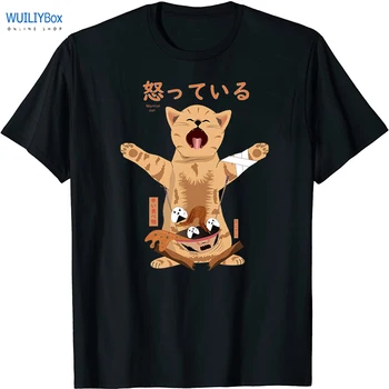 Kat Japansk Trykt Sjove Mænd/Kvinder Tshirt Anime-Shirt i Overstørrelse, Tøj O-Hals Sjove T-Shirts til Mænd, Tops Tees 2020