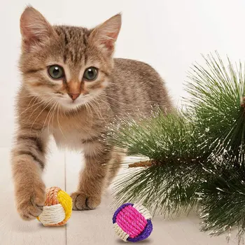 Kat Pet Sisal Reb Væver Bolden Teaser Spille Tygge Rasle Bunden Fange Toy Interaktive Bunden Tygge Legetøj Til Kat Hund