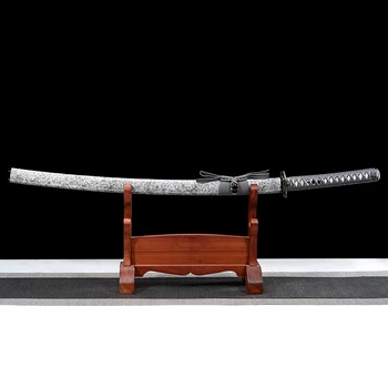 Katana Real Steel Japansk Sværd Hånd Smedning 1095 Stål Full Tang Blå Kniv Skarpe Samurai Brugbar Sværd Kan skære Bambus