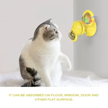Katteurt-Legetøj Vindmølle Cat Toy Pladespiller Drilleri Pet Skrabe Kildre Børste Tænder Rengøring FØRTE bolden Sjove Spil Uddannelse Smart Kat