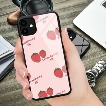 Kawaii Japansk Jordbær Mælk Telefonen Tilfælde Rubber til iPhone 12 11 Pro Max antal XS 8 7 6 6S Plus X 5S SE 2020 XR 12 Mini-sag