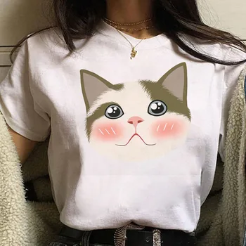 Kawaii Kat Print T-Shirt til Sommerens Mode Kvinder T-Shirt Harajuku Søde Tee Toppe Kvindelige kortærmet T-shirt Kvinde Tegneserie T-shirts