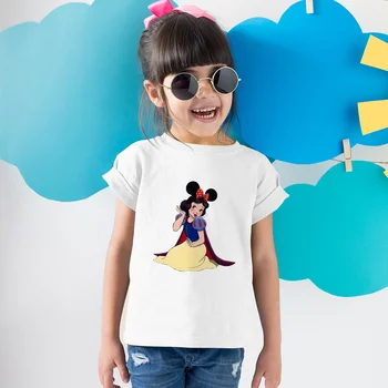 Kawaii Pige T-shirt Disney Film, Skønheden og Udyret-Prinsesse Belle Udskrive Kort-Langærmet Mode Children ' s t-Shirt