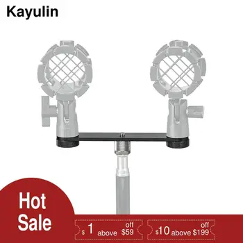 Kayulin Mikrofon Bar Dual Mic Holder Dobbelt Mikrofon Mounts Beslag T-bar