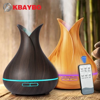 KBAYBO 400ml air diffuser elektriske Aroma Æterisk Olie Diffuser Ultralyd Luft Luftfugter Træ Fjernbetjening Mistmaker til hjemmet