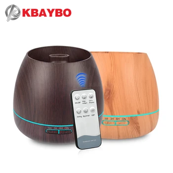 KBAYBO 550ml Aroma Æterisk Olie Diffuser Ultralyd Luft Luftfugter med Træ, Korn el-LED-Lys aroma diffuser til hjemmet