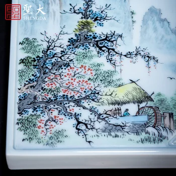 Keramisk gryde og te skuffe hånd malet nye farve sommerhus Chunxiao skåret te skuffe hånd lavet Jingdezhen te tilbehør