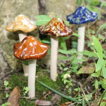 Keramisk Kunsthåndværk, Saftige Blomster Dekoration Åbne Ansigt Lille Mushroom Haven Dekoration Farve Glasur Have Grønnere