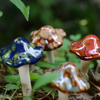 Keramisk Kunsthåndværk, Saftige Blomster Dekoration Åbne Ansigt Lille Mushroom Haven Dekoration Farve Glasur Have Grønnere