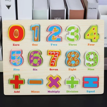 Kids 3D Træ-Puslespil Legetøj Farverige Antal Brev Form Kognition Hånd Forstå yrelsen Tidlig Læring Pædagogiske Montessori Toy