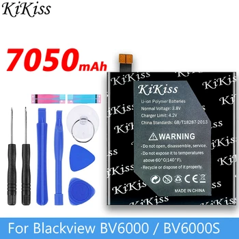 KiKiss 7050mAh Batteri til Blackview BV6000 BV6000S Telefon V756161P Li-ion Polymer Smart Telefon Batterier