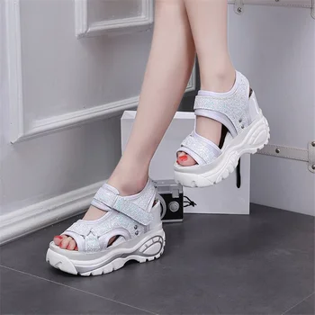Kilehæls Sko Til Kvinder Sommeren Nye 2021 Platform Sandaler Mode Kvinders Kile Sandaler Casual Dame Bling Platform Sko Shoes