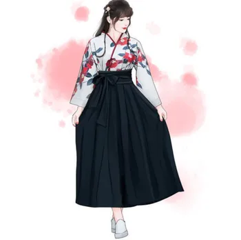 Kimono Pige Sakura I Japansk Stil Med Blomster Print Vintage Kjole Kvinde Oriental Camellia Kærlighed Kostume Lejligheder Yukata Asiatisk Tøj