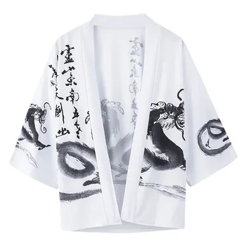 Kinesisk blæk maleri Yukata Kvinder en Kimono Cardigan Mænd Japansk Kimono Traditionelle Unisex Fritid Tynd Kimono Kostume