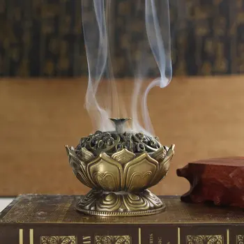 Kinesisk Buddha Legering Røgelse Brænder Lotus Blomst Røgelse Indehaveren Håndlavet Røgelseskar for Buddhistisk Hjem, Kontor Dekoration