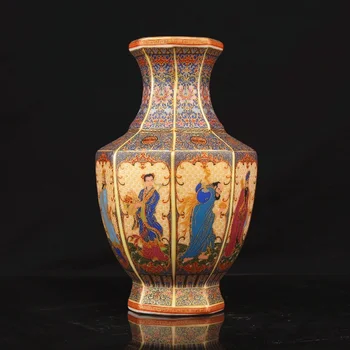 Kinesisk gamle Emalje farvet porcelæn vase Otte Udødelige Krydse Havet Vase Påskønnelse Flaske