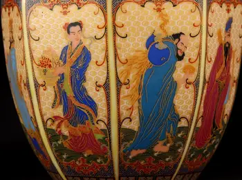 Kinesisk gamle Emalje farvet porcelæn vase Otte Udødelige Krydse Havet Vase Påskønnelse Flaske