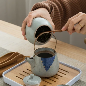 Kinesisk Keramik Te Box Håndlavet Forsegle Fugt Bevis Mini Vintage Sukker Beholder Te Box Arrangør Caja De Te Teaware DG50TC