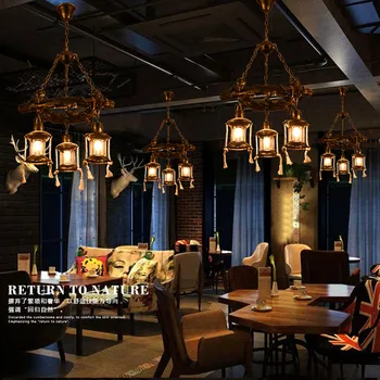 Kinesisk stil retro harpiks lysekroner af barer, restauranter te huse, Amerikansk stil antik træ-lysekroner gratis fragt