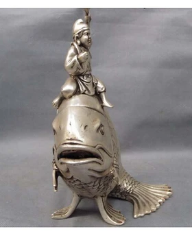 Kinesiske Folk blanco Kobber Sølv peces JiGong incensario incienso quemador estatua kobber dekoration bronze fabrikken Ren Messing