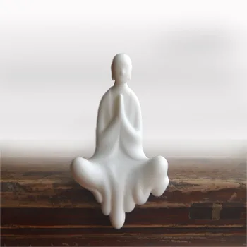Kinesiske Kreativ Keramik Figur Ornament Zen Dukke Dehua Hvid Keramik Små Ornamenter Mini Dekorationer Mini Te Sæt Hjem Indretning