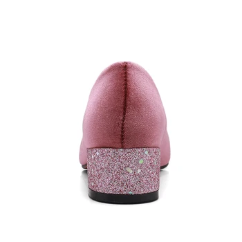 Kinesiske part stil sexet spidst hoved flok pumper mode sløjfeknude diamanter sort rød pink lave hæle kvinder sko stor størrelse