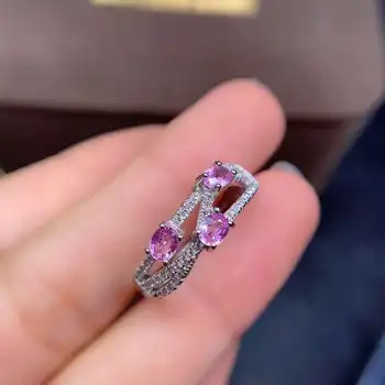 KJJEAXCMY fine smykker 925 sterling sølv indlagt naturlige pink safir nye ring vintage girl ' s ring støtte test
