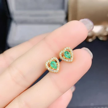 KJJEAXCMY fine smykker 925 sterling sølv natural emerald kvinder vintage frisk vand dråbe perle øreringe ring vedhæng passer til støtte