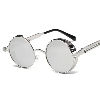 Klassisk Gotisk Steampunk Solbriller Kvinder Brand Designer Vintage Round Metal Frame Sol Briller Kvinde Mand Høj Kvalitet UV400