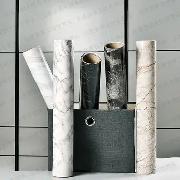Klassisk Self-Adhesive Kontakt Papir Køkken Wall Paper Ren Farve Hjem Dekorative Marmor Wallstikers Stue Møbler