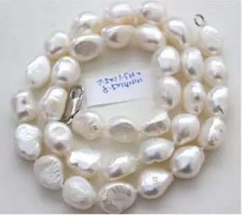 Klassiske 10-11mm South Sea Naturlige Barok Hvid Perle Halskæde 18 tommer