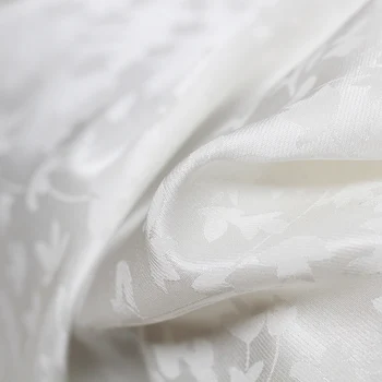 Kluden 19momme Hvide Blade Jacquard Væve Silke Satin Silke Foråret Kjole DIY tøj, tekstiler ping