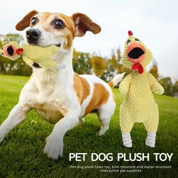 Knirke Toy Søde Kylling Formet Plys Pet Supplies Tygge Bide Legetøj til Kat, Hund, Sjove Interaktive Spille kindtænder Slibning Dukke