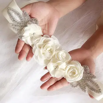 Komfortabel at Bære Stof Bånd Bælte Brude med Rose Blomst til Damer
