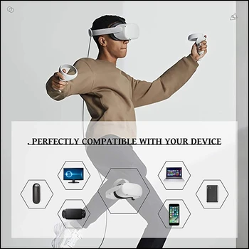 Kompatibel for Oculus Quest 2, Hurtig Opladning & PC-Overførsel af Data USB-C 3.2 Gen1 Kabel til VR Headset og Gaming PC