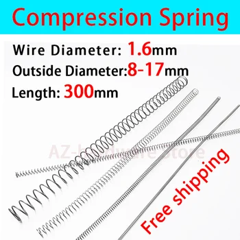 Komprimeret Fjeder Wire Diameter 1,6 mm, Ydre Diameter 8 mm-17 mm, Længde 300 mm Udgivelse Foråret Afkastet af Foråret Pres Foråret 1 Stk