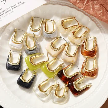 Korea Gennemsigtig Akryl Øreringe til Kvinde, Pige Harpiks Geometriske U-formet Bøjle Elegante, Farverige Øreringe Vintage Smykker Gaver