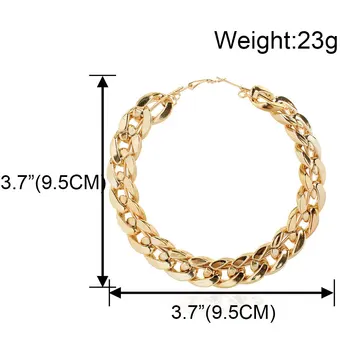 Korea Mode Guld Farve Kæde Øreringe til Kvinder Nye Vintage Enkel Populære Metal-C-Shape Ring, Øreringe og Statement Smykker