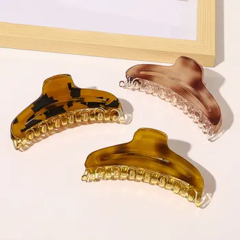 Korean Style Nye Akryl Acetat Amber Skildpaddeskjold Hår Kløer Hår Klip Hovedbeklædning Store Størrelse Kvinder Hår Tilbehør Ornament