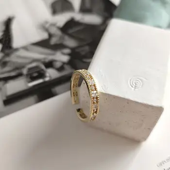 Koreanere 925 sterling Sølv Ring Golden Zircon Ring for kvinder 2019 mode smykker temperament engagement ring finger