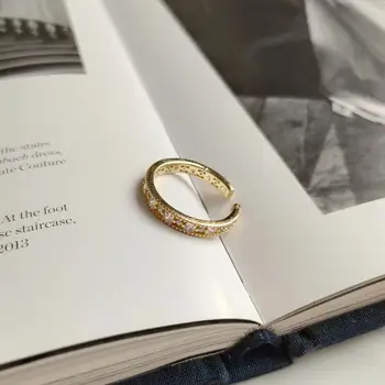 Koreanere 925 sterling Sølv Ring Golden Zircon Ring for kvinder 2019 mode smykker temperament engagement ring finger